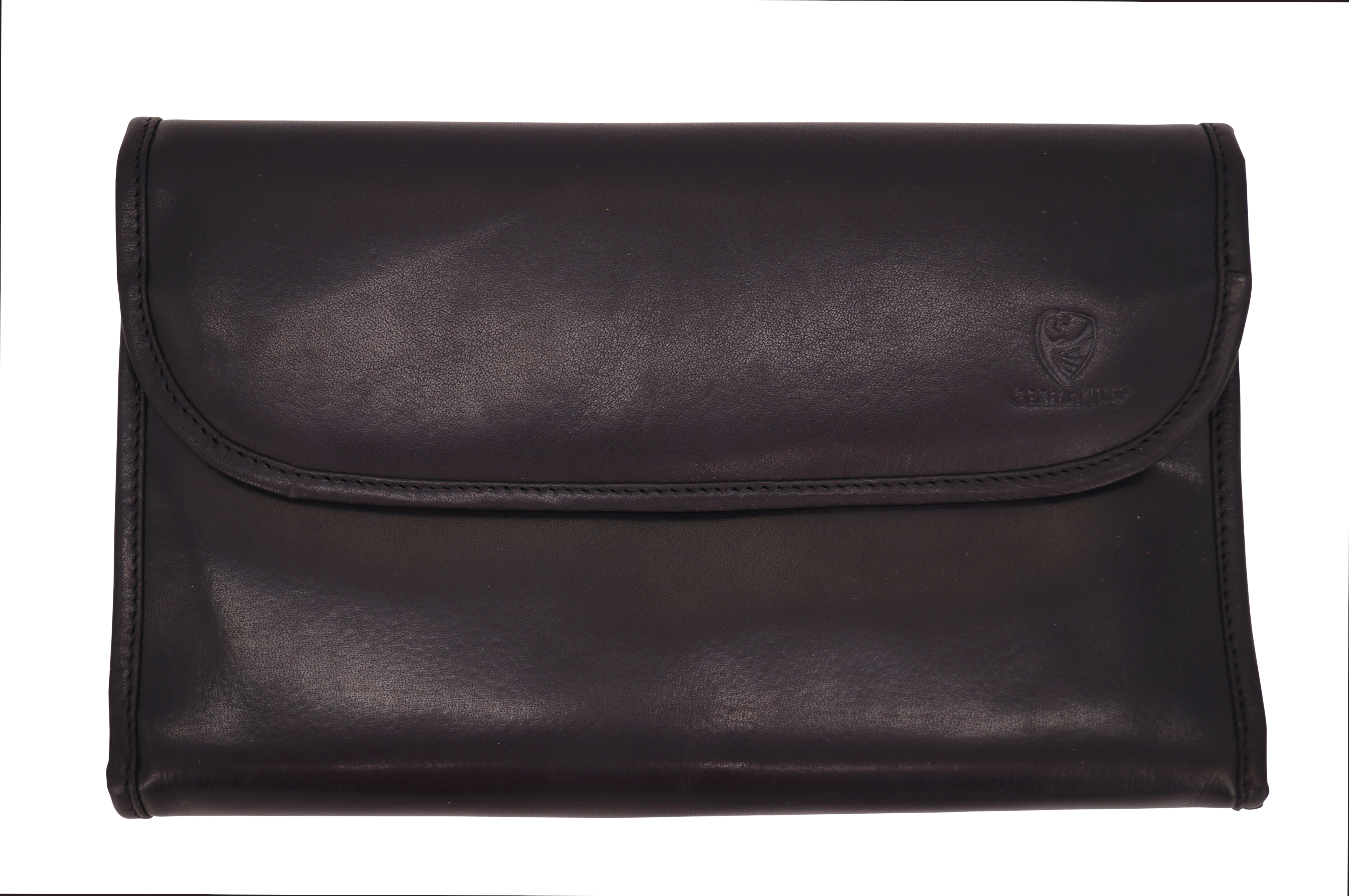 GERMANUS Kosmetiktasche Tomke Kulturbeutel Make-up Tasche, Leder, schwarz