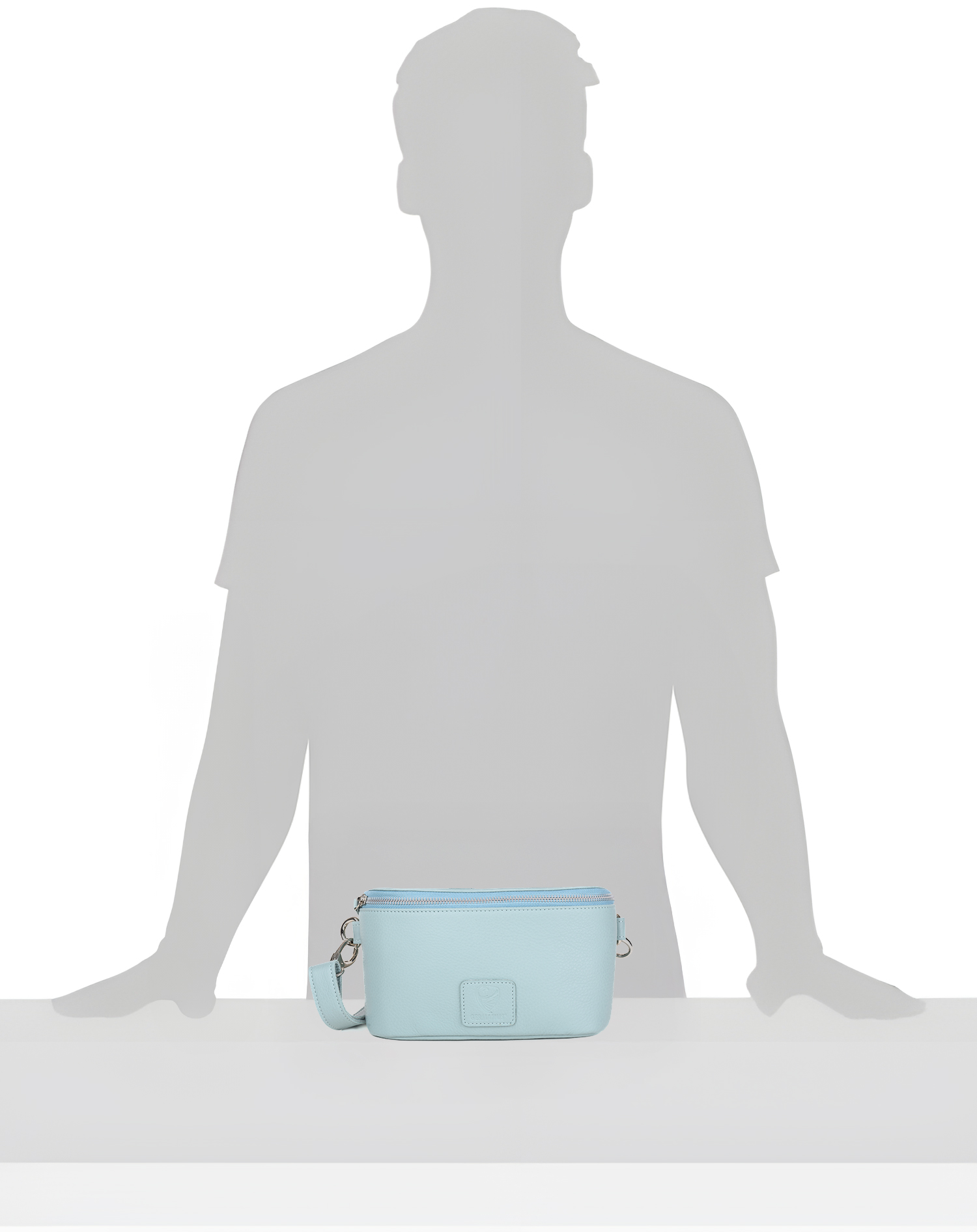 GERMANUS Gürteltasche Mika Crossbody Bag, Bum Bag, Bauchtasche, Umhängetasche, Tasche Leder Hellblau