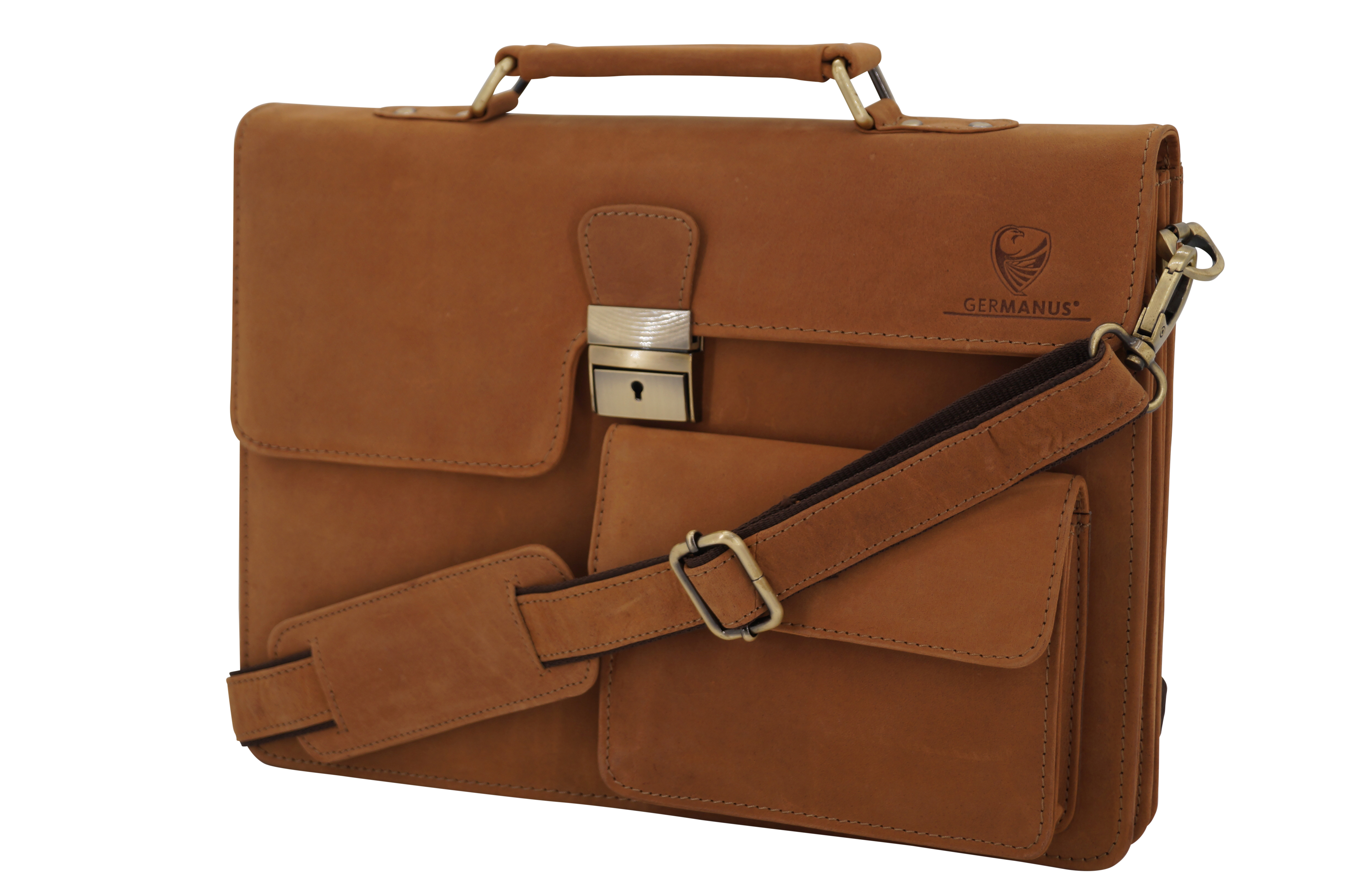 GERMANUS Aktentasche Hans aus Leder, Braun
