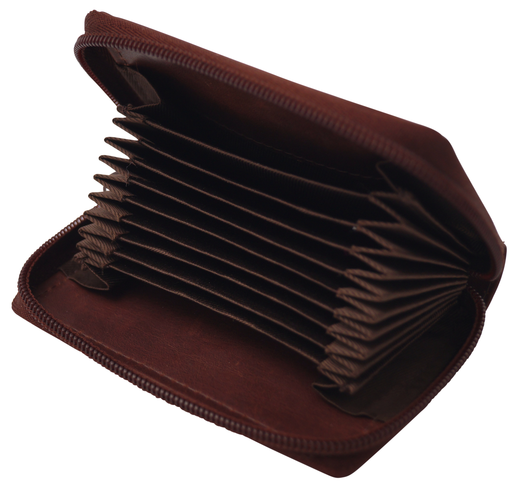 GERMANUS Kreditkartenetui Zip - Made in EU - Leder Etui für Kreditkarten und Visitenkarten, braun