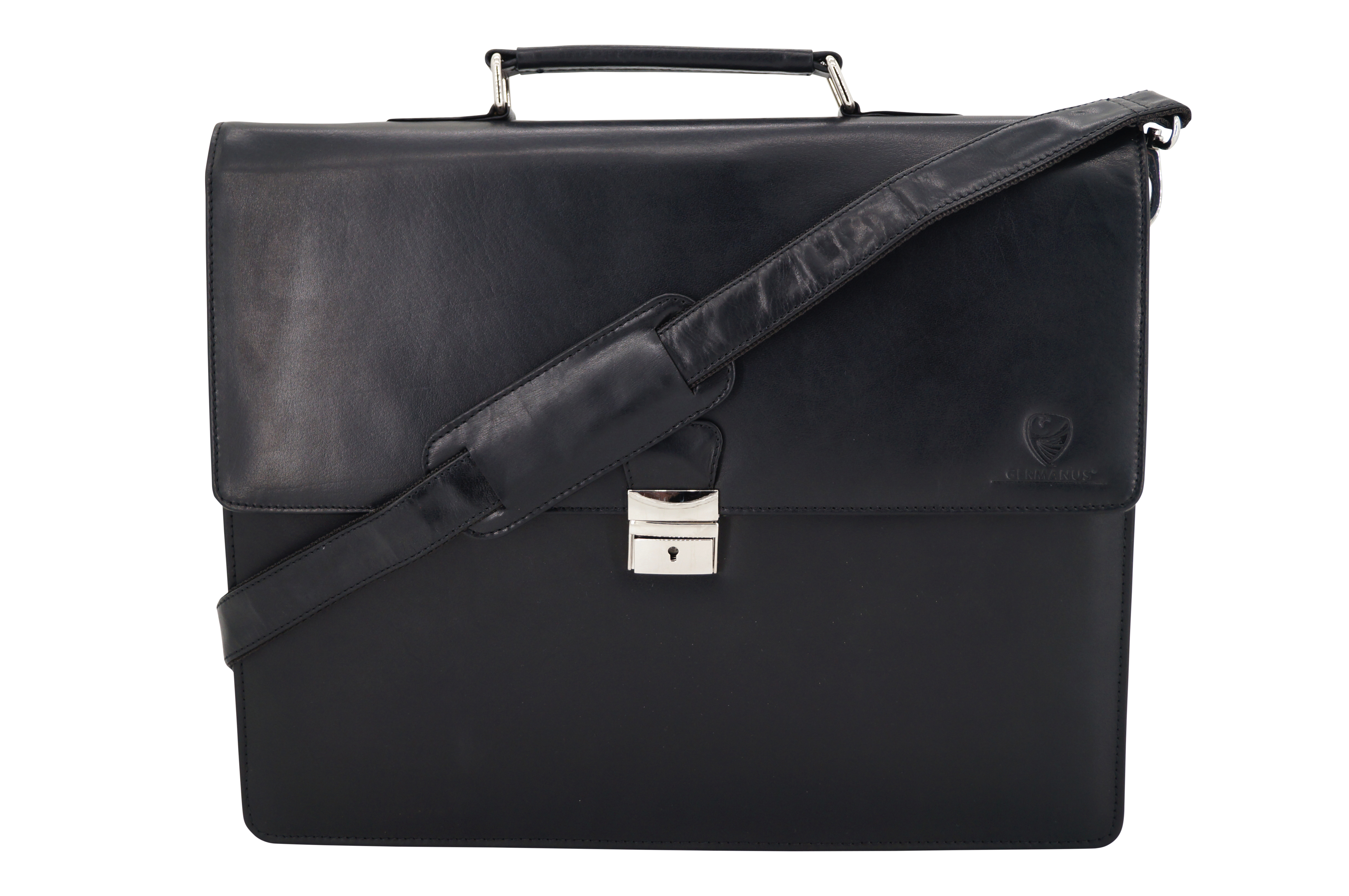 GERMANUS Aktentasche David aus Leder, Schwarz
