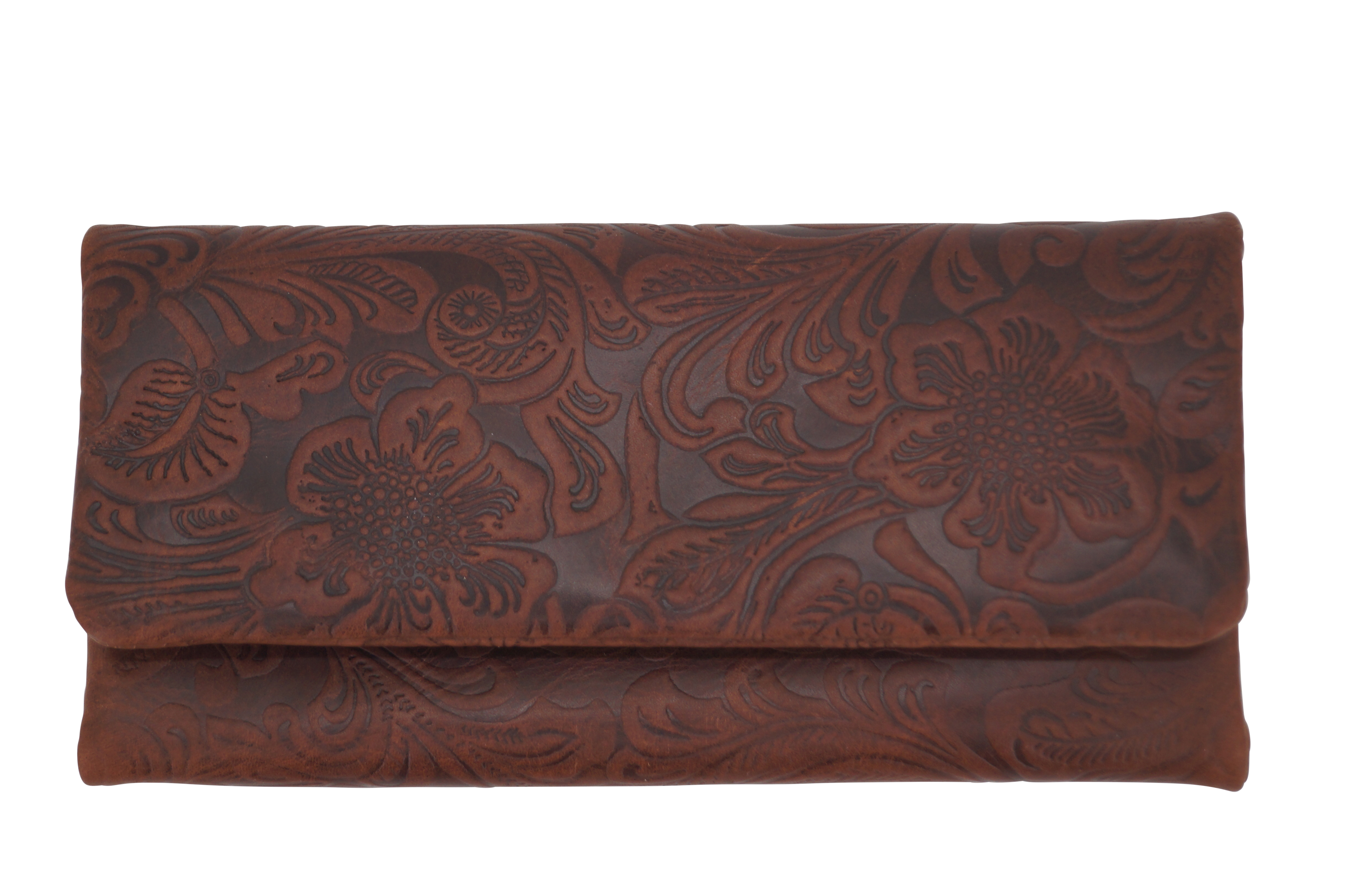 GERMANUS Tabaktasche CosaRara - Dunkelbraun "Flower"