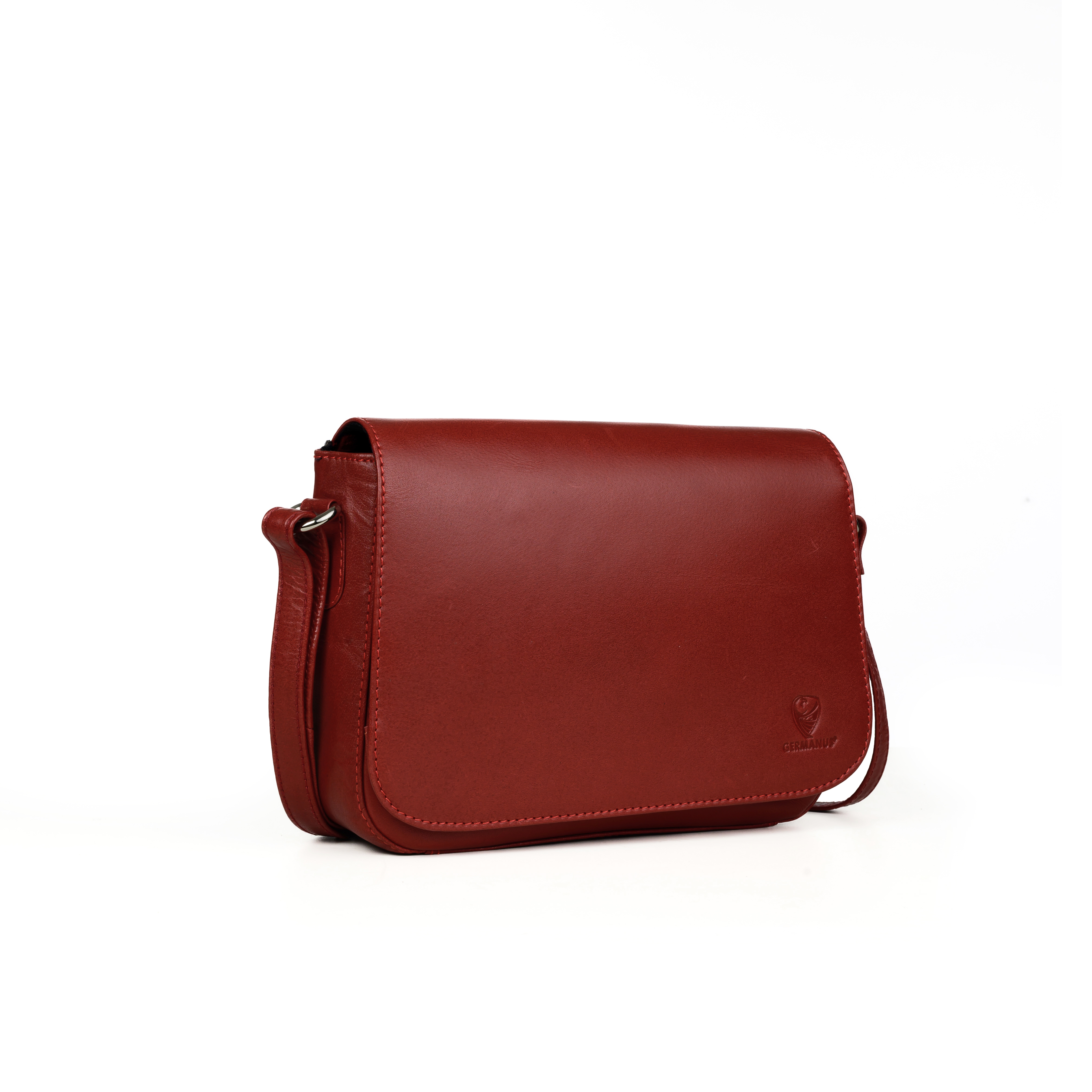 GERMANUS Damen Handtasche Umhängetasche Anna aus Echtleder, Rot