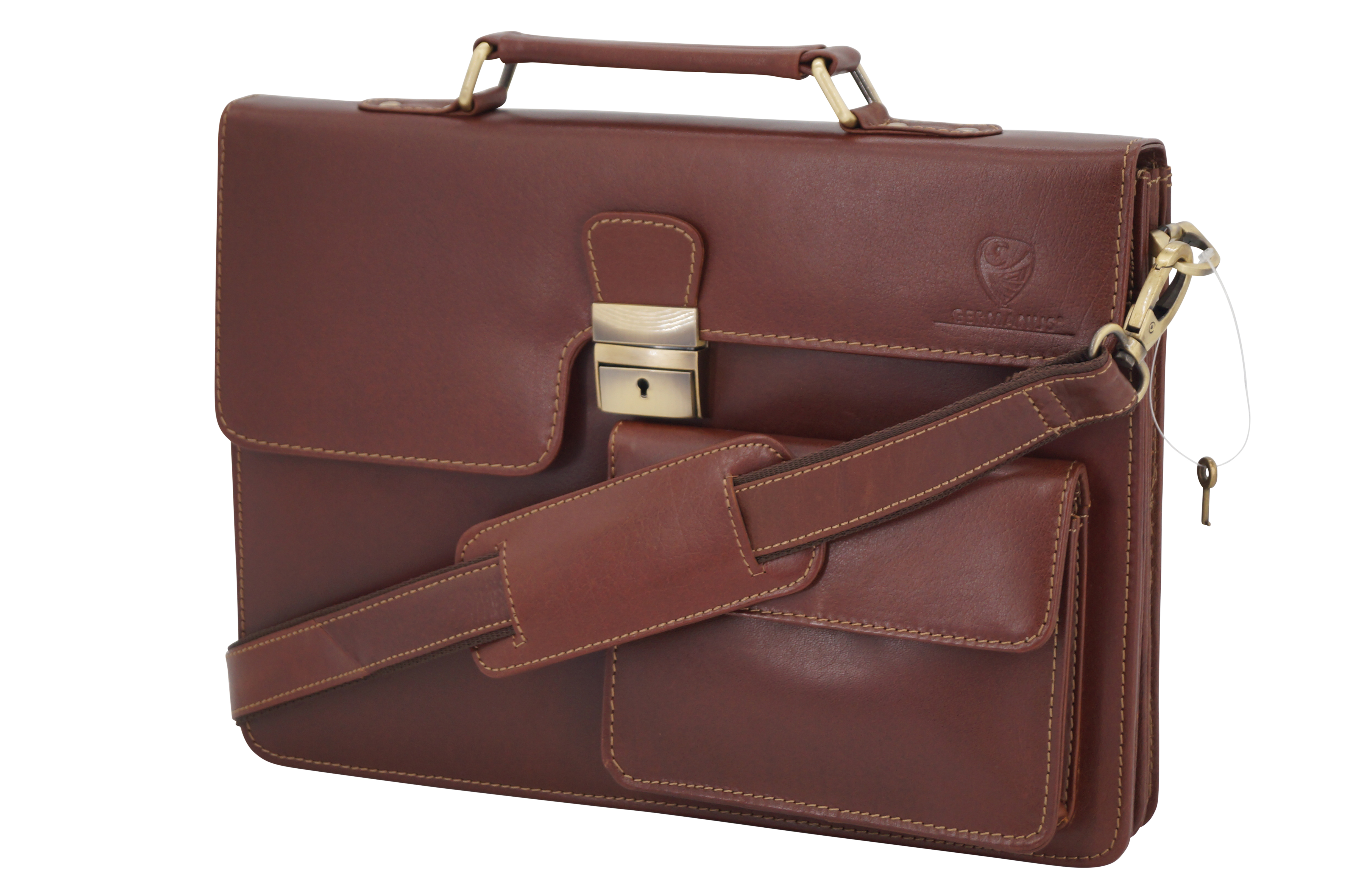 GERMANUS Aktentasche Hans aus Leder, Dunkelbraun