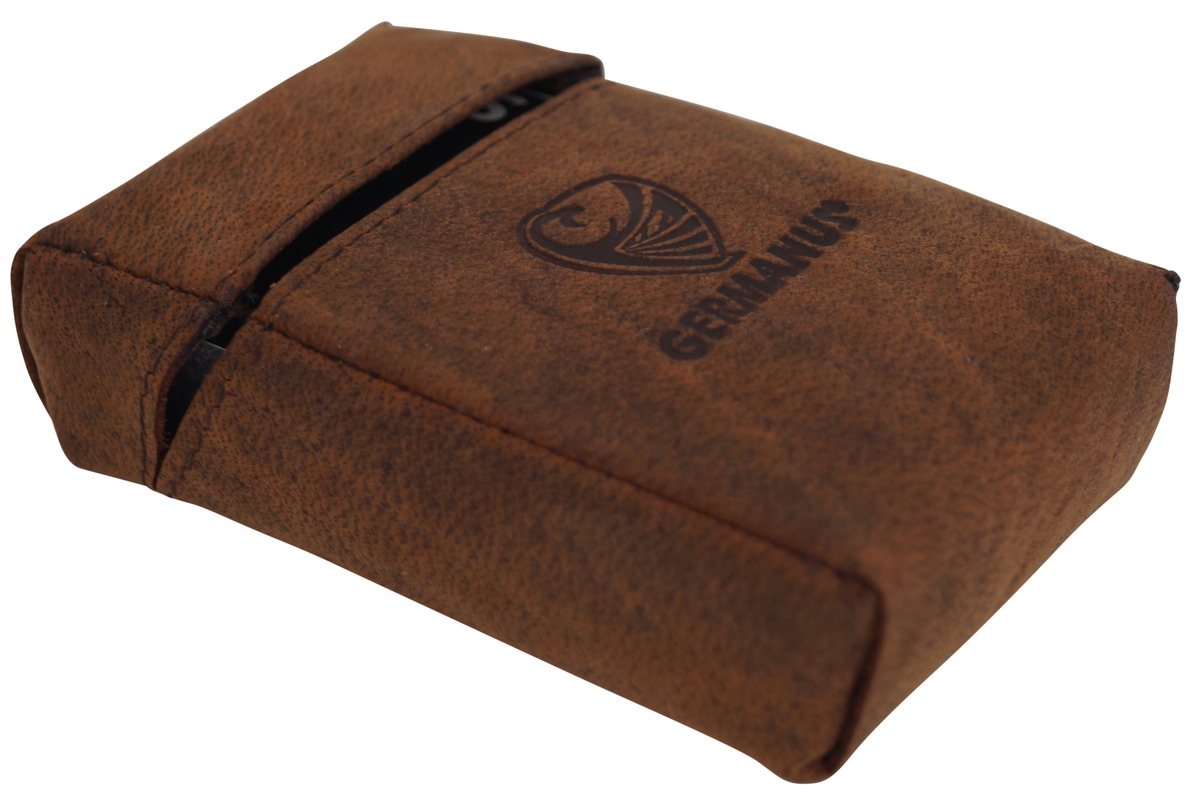 GERMANUS Visitenkartenetui - Europäische Handarbeit, Made in EU, Leder braun