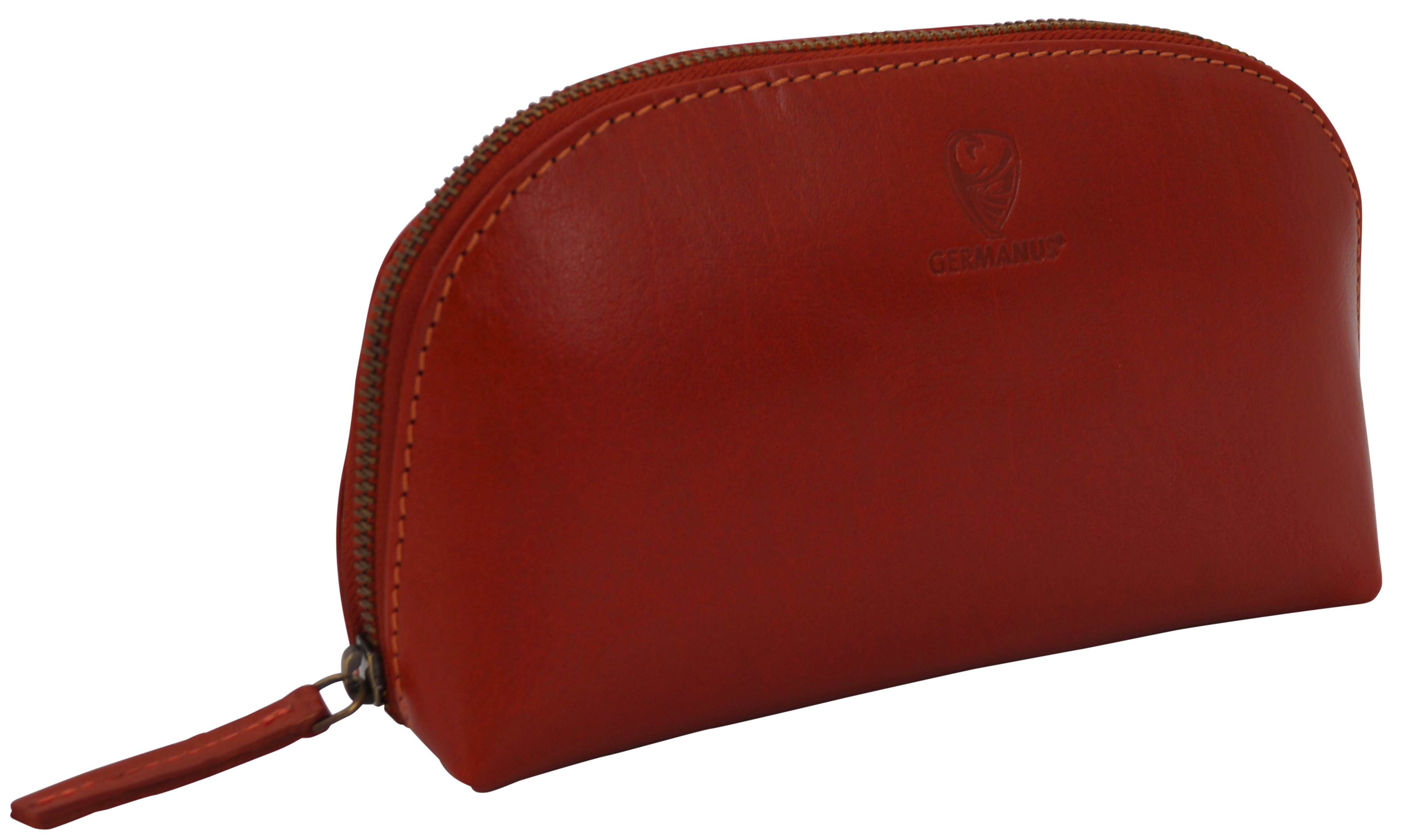 GERMANUS Kosmetiktasche Helge aus echtem Leder, Kulturbeutel, Waschtasche, Schminktasche, Clutch