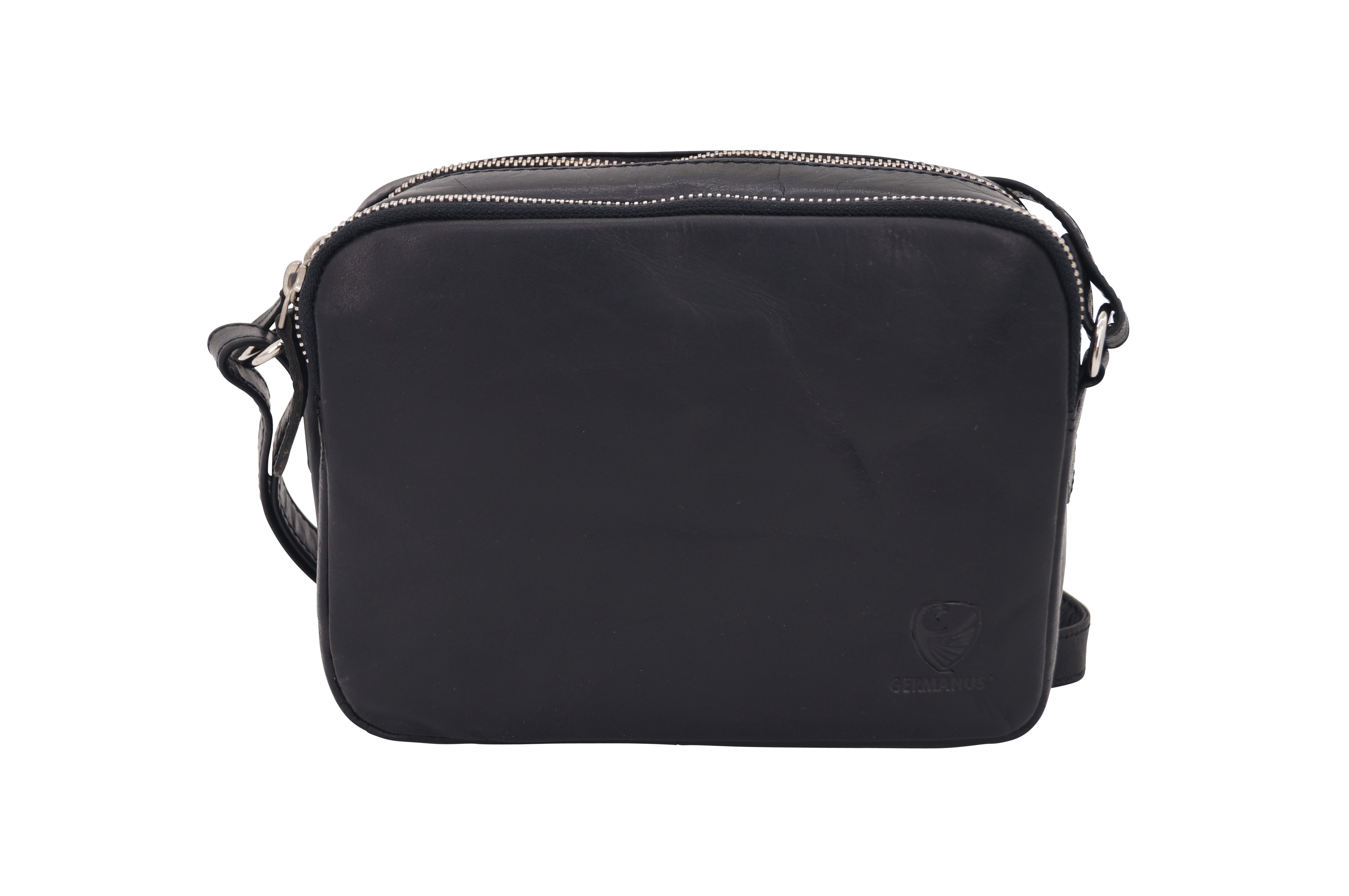 GERMANUS Damen Handtasche Umhängetasche Lara aus Echtleder, Schwarz