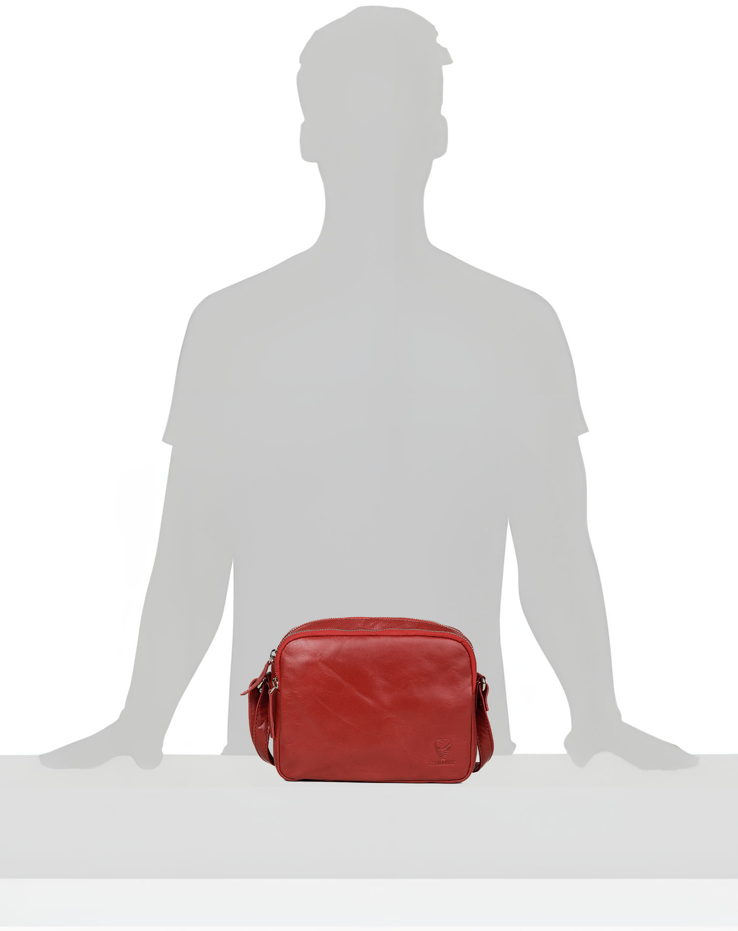 GERMANUS Damen Handtasche Umhängetasche Lara aus Echtleder, Rot