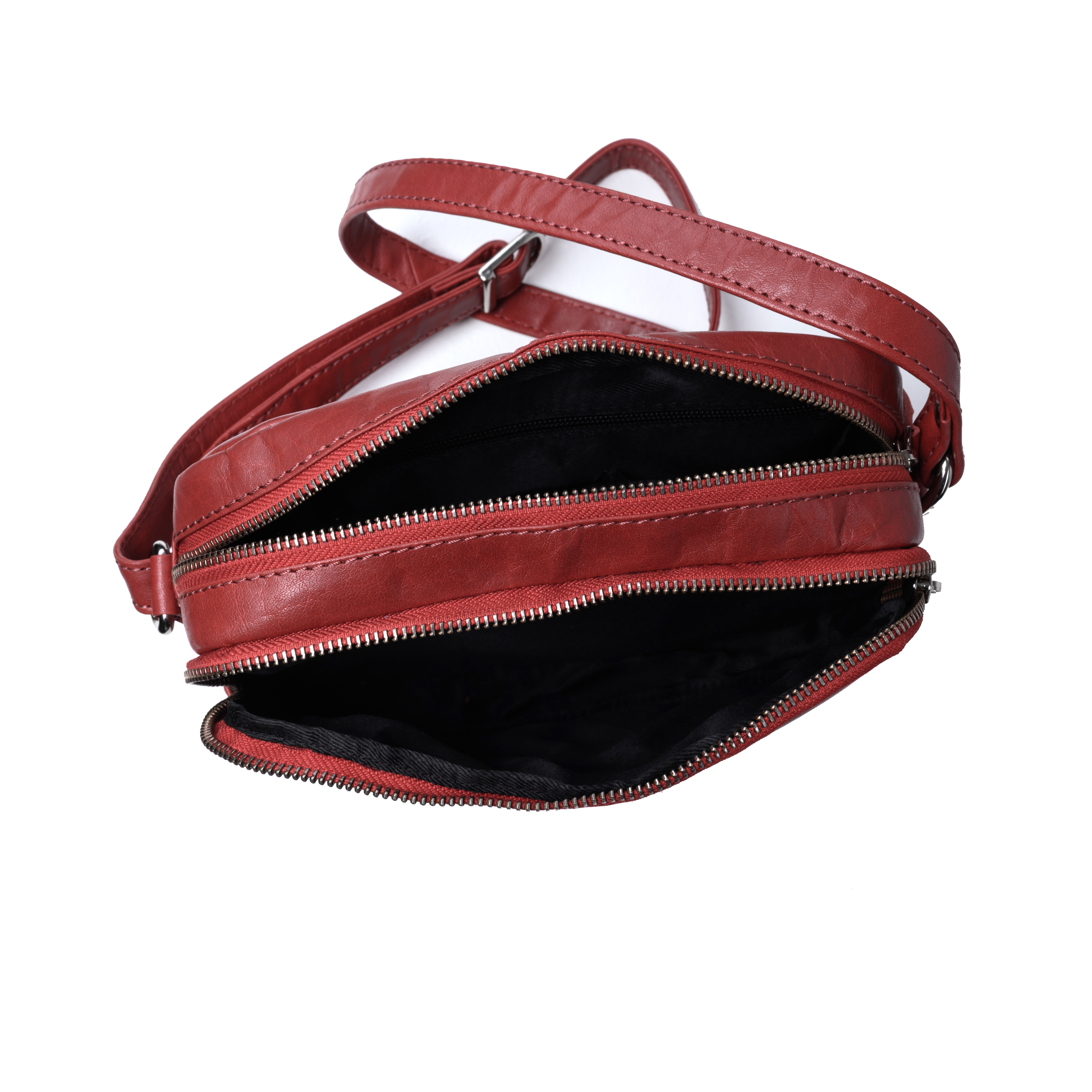 GERMANUS Damen Handtasche Umhängetasche Lara aus Echtleder, Rot