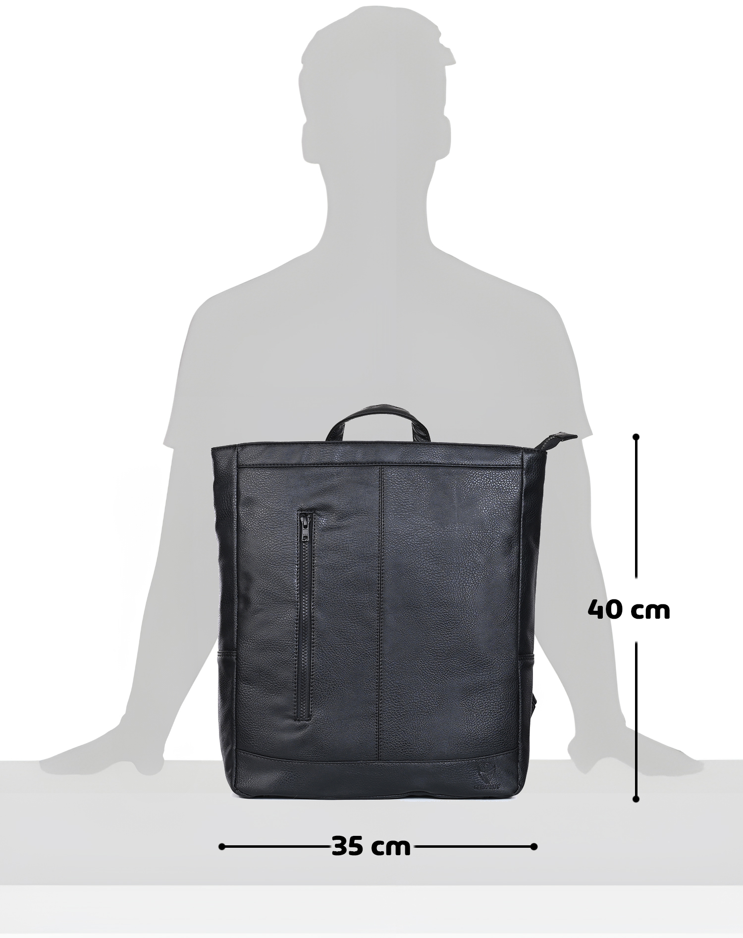 GERMANUS Kurier Rucksack Milan Lederfrei Schwarz