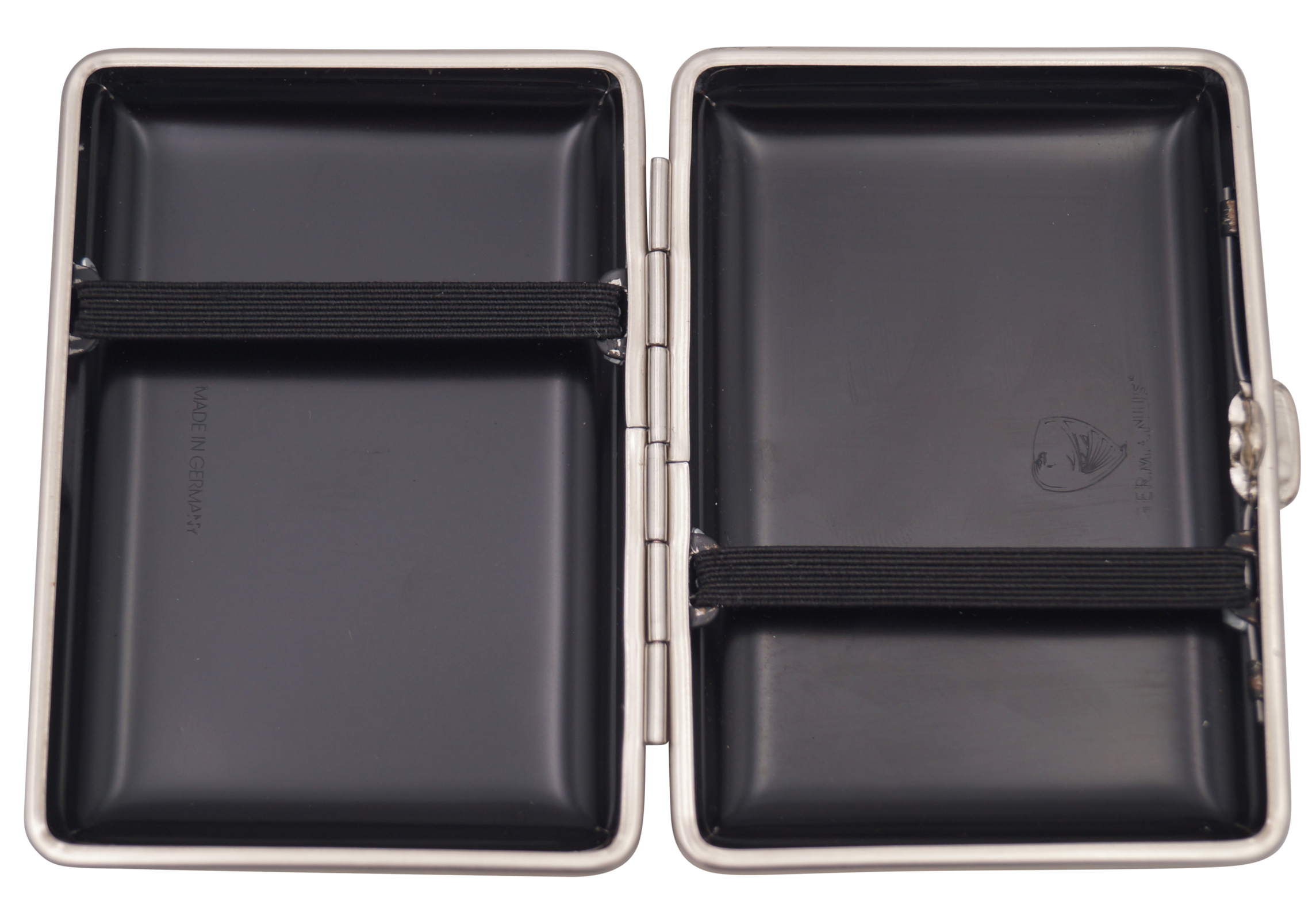 GERMANUS Visitenkartenetui - Deutsche Handarbeit, Made in Germany, Ripple Grau