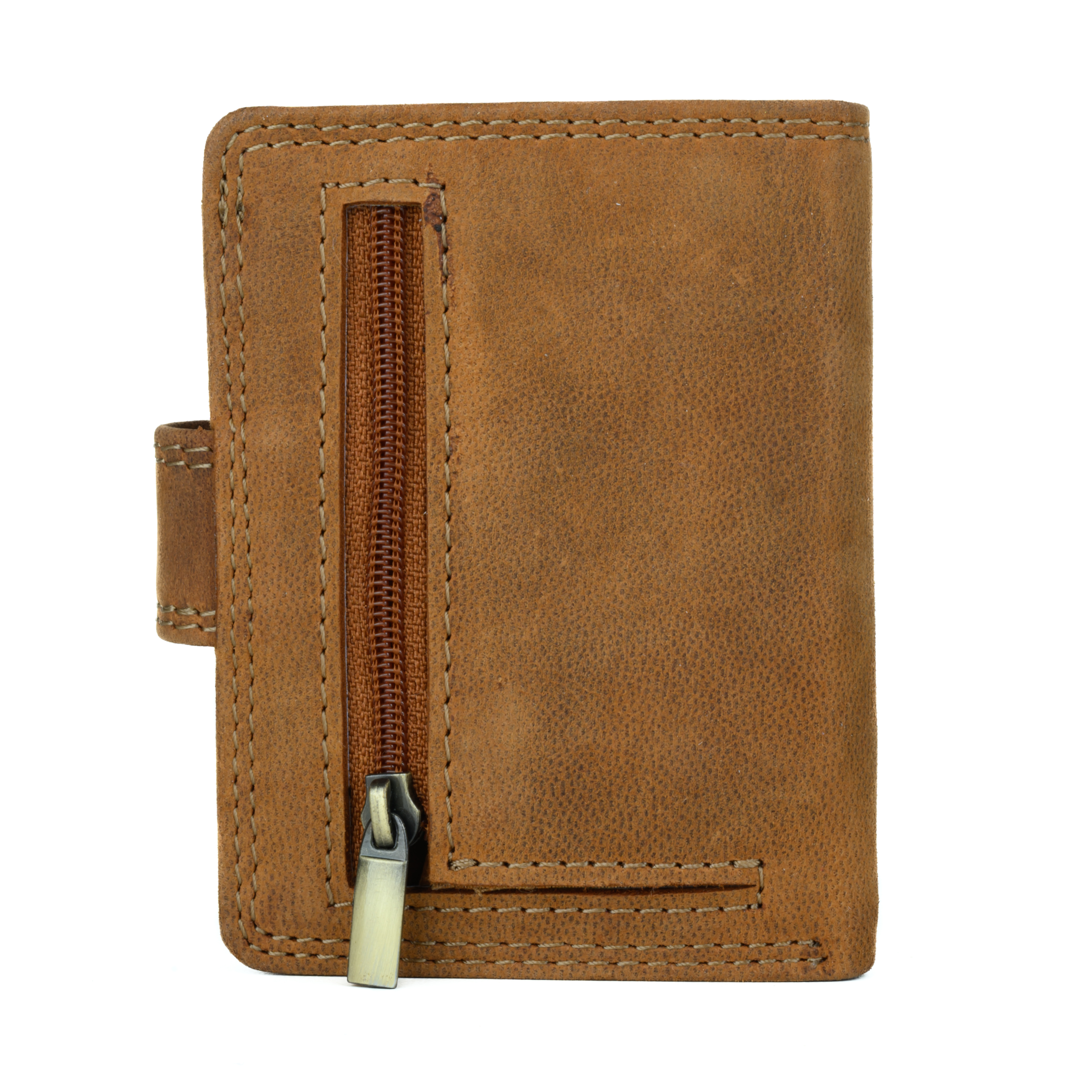 GERMANUS Geldbörse Metall Card Holder Halter mit Leder, 4007, braun