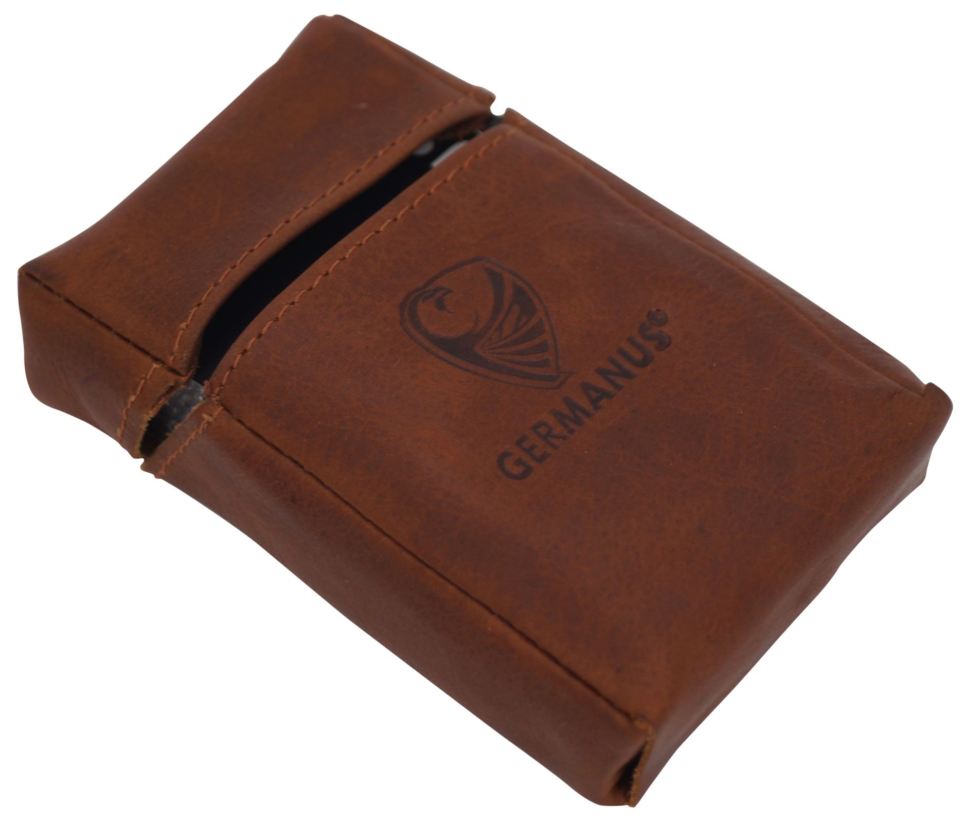 GERMANUS Visitenkartenetui - Europäische Handarbeit, Made in EU, Leder braun