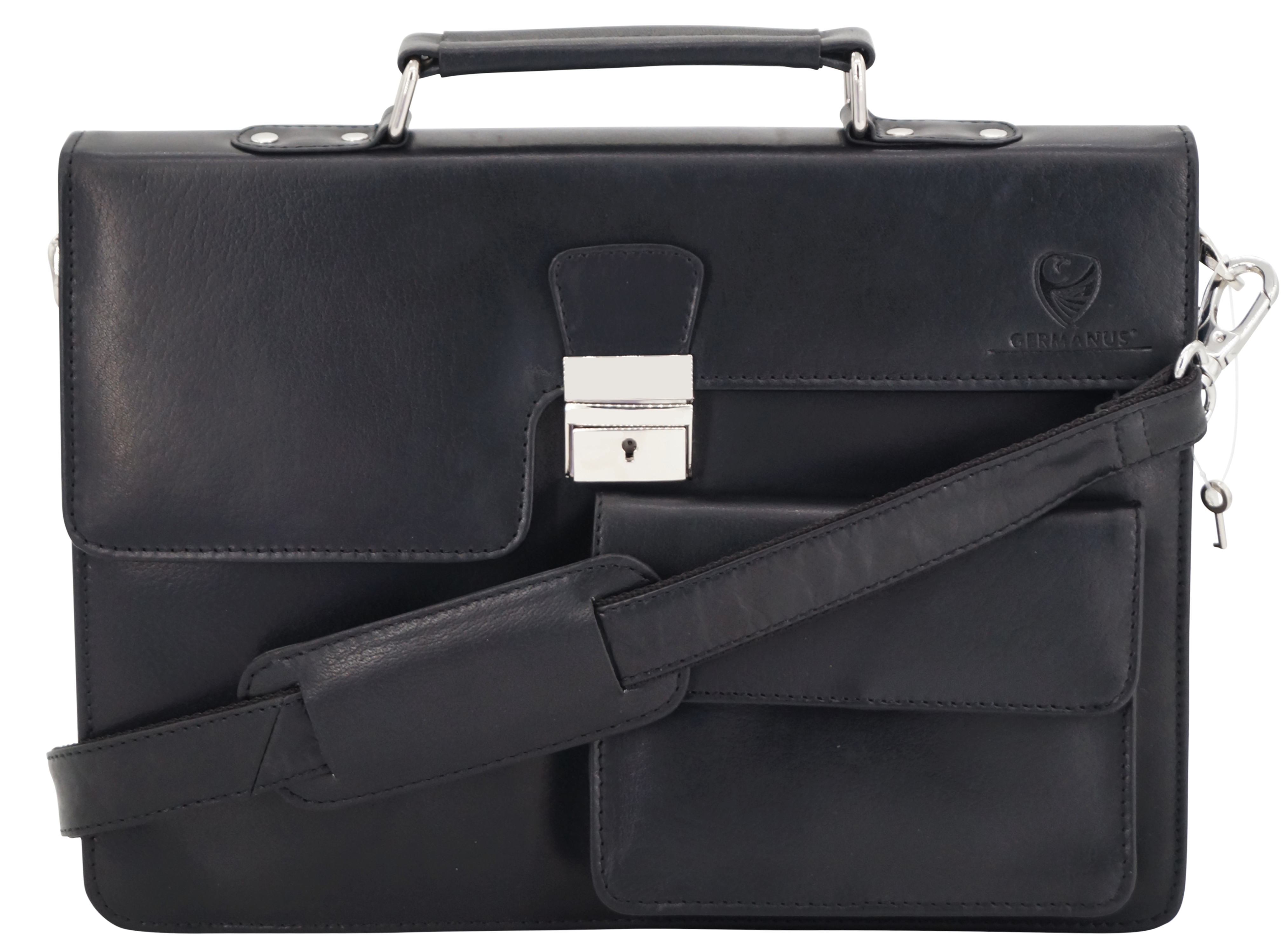 GERMANUS Aktentasche Hans aus Leder, Schwarz