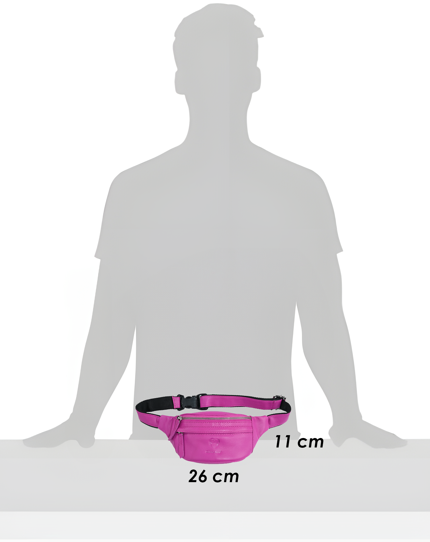 GERMANUS Gürteltasche Rebecca Crossbody Bag, Bum Bag, Bauchtasche, Umhängetasche, Tasche Leder Rosa Pink