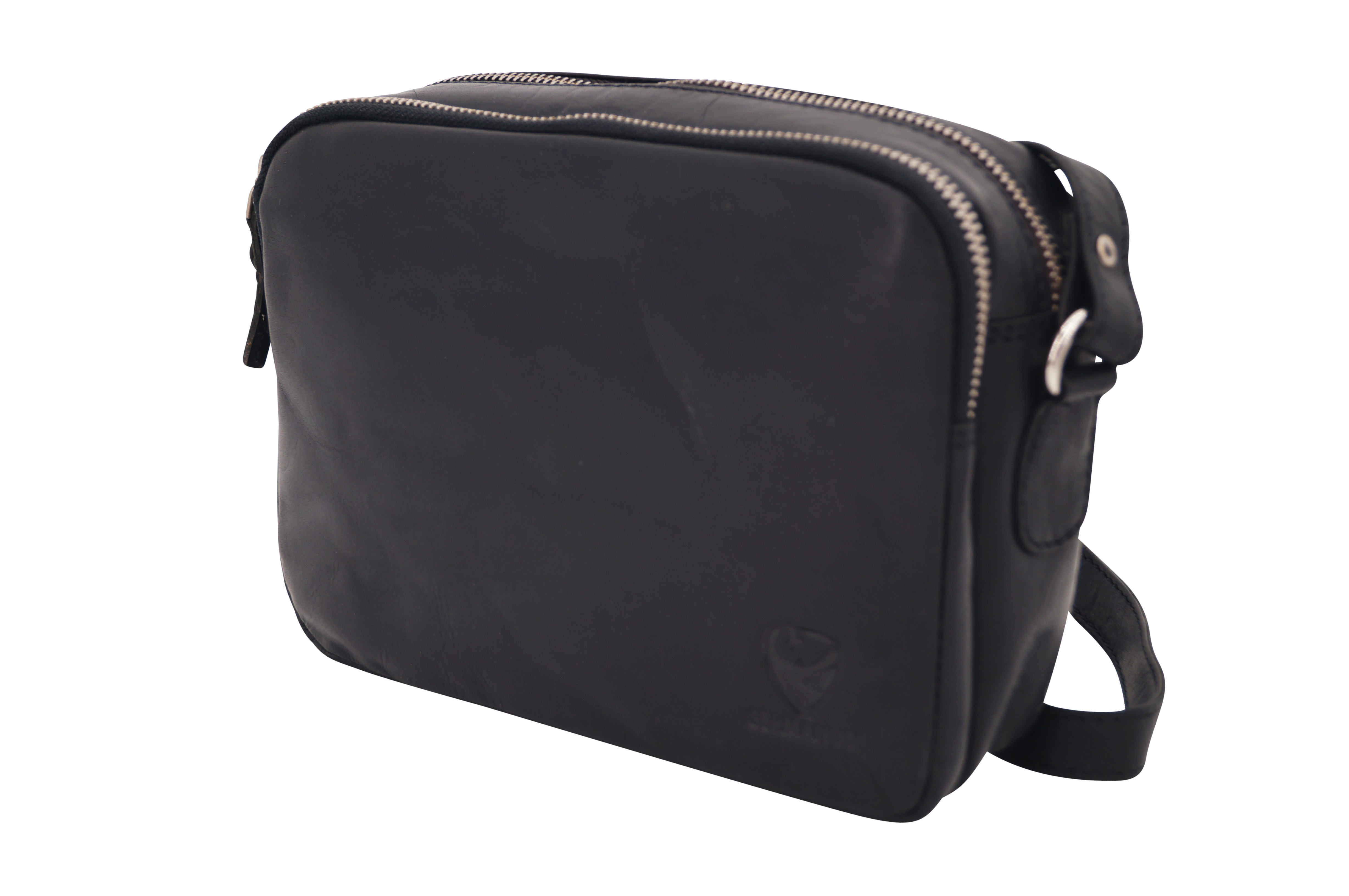 GERMANUS Damen Handtasche Umhängetasche Lara aus Echtleder, Schwarz