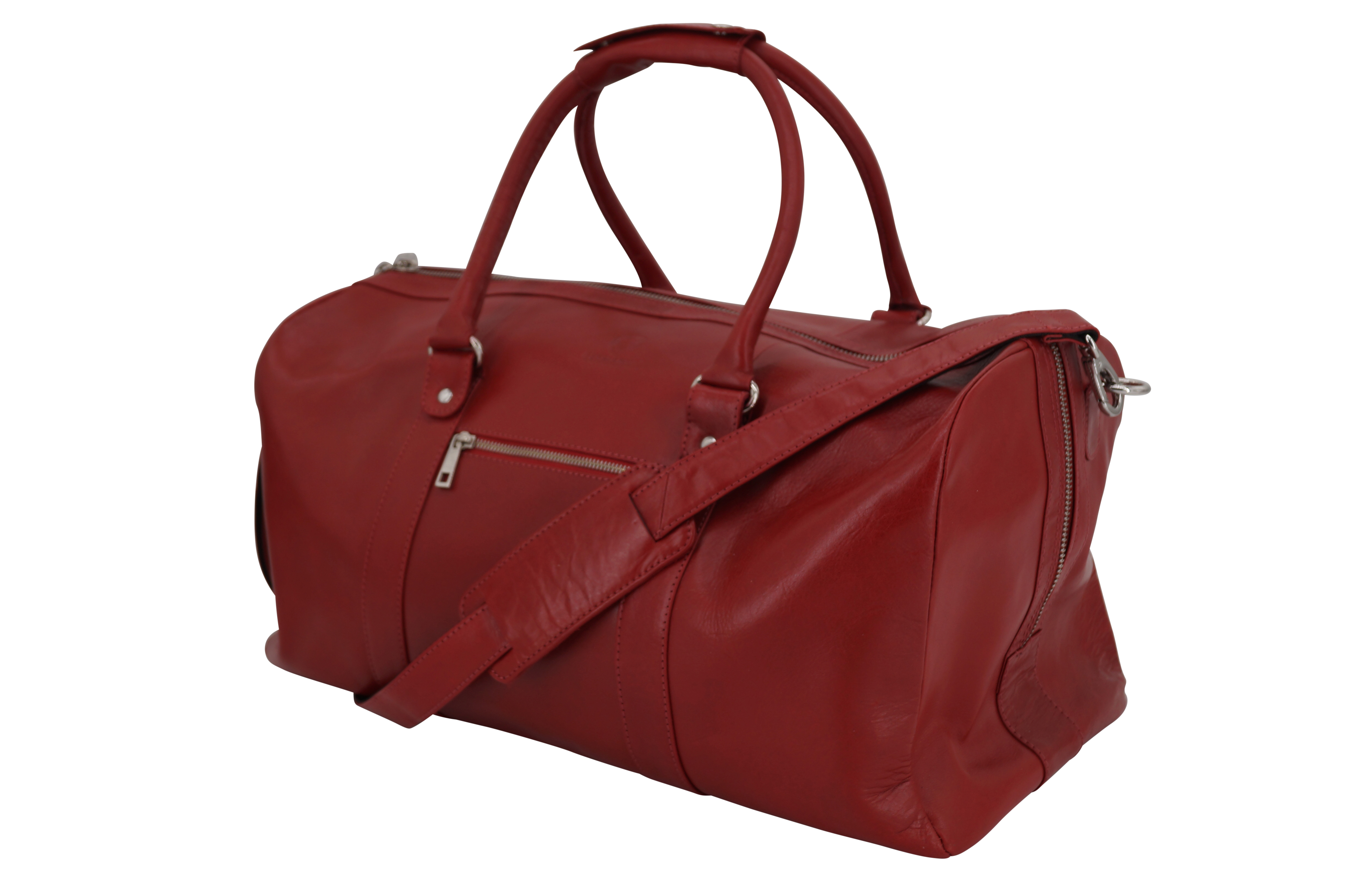 GERMANUS Weekender Reisetasche aus dickem Leder, Rot, 3600