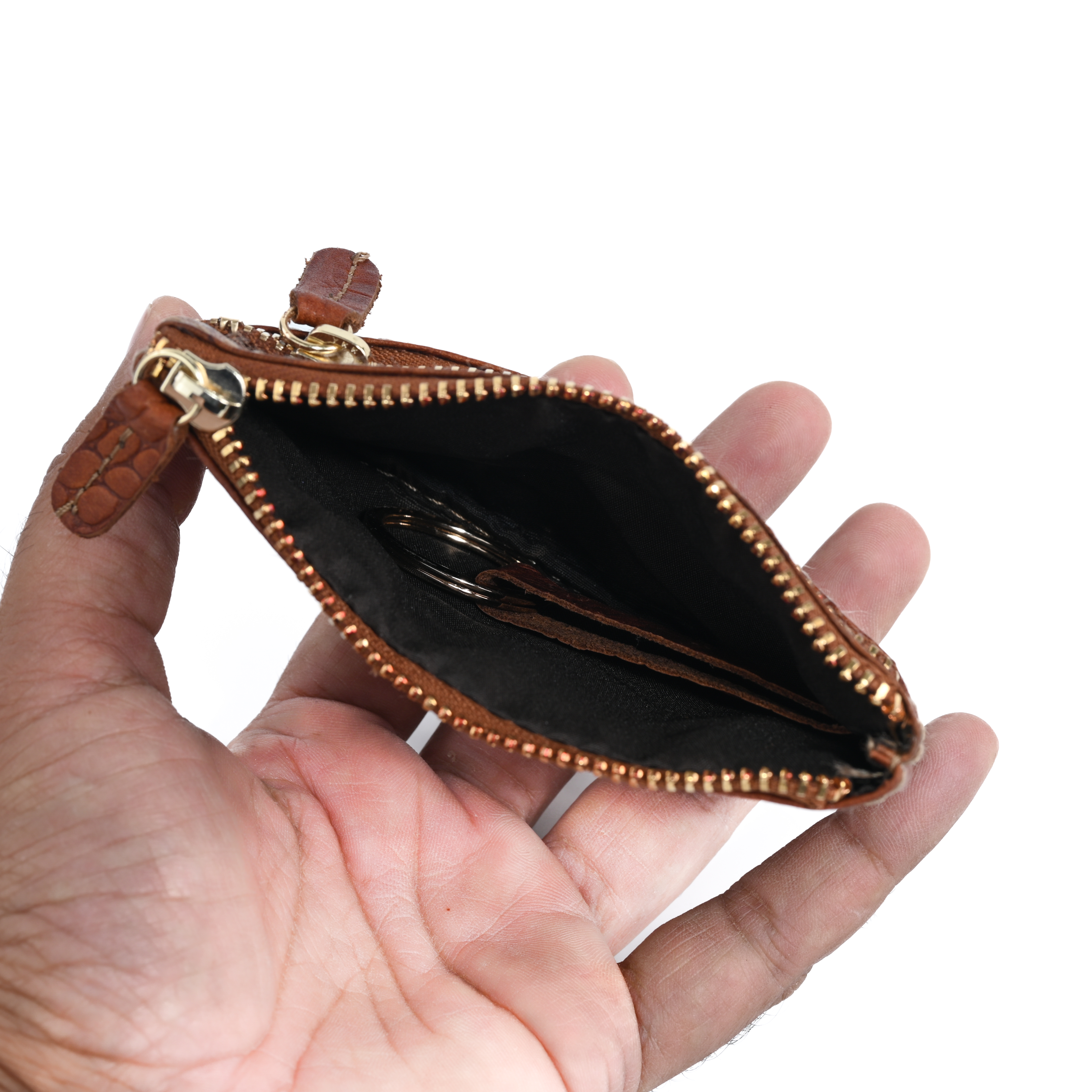 GERMANUS Schlüsselmäppchen Braun Croco